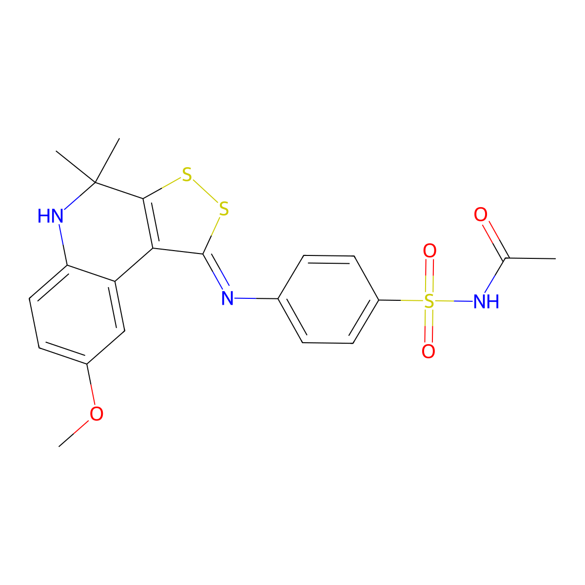 N-[4-[(8-methoxy-4,4-dimethyl-5H-dithiolo[3,4-c]quinolin-1-ylidene)amino]phenyl]sulfonylacetamide molecular structure, CAS 337484-42-1