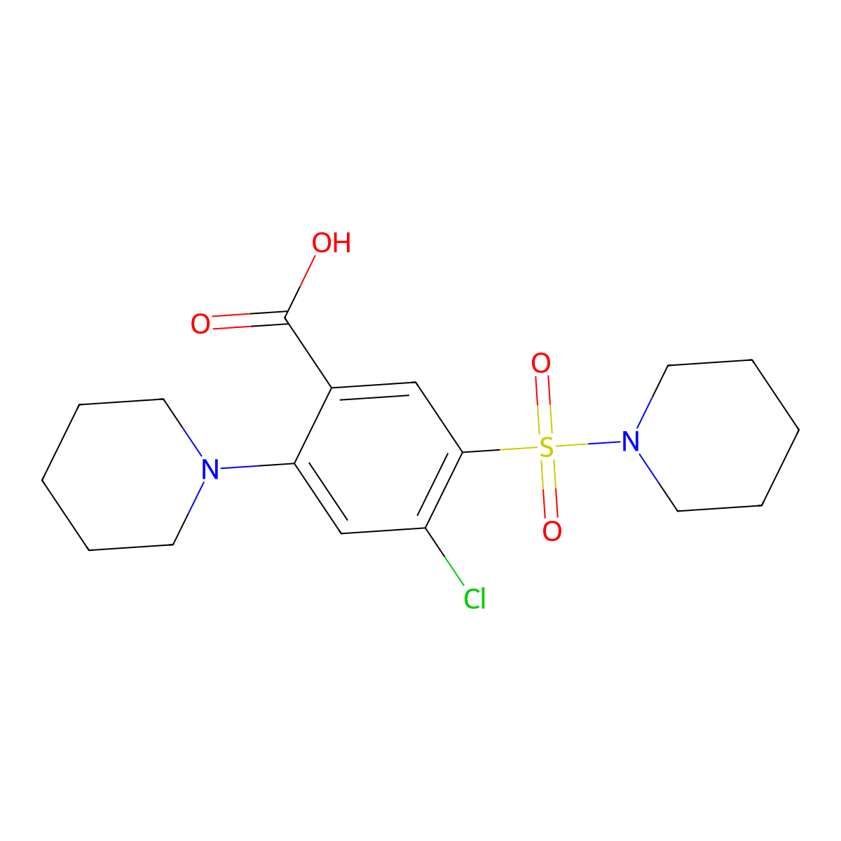4-Chloro-2-(piperidin-1-yl)-5-(piperidin-1-ylsulfonyl)benzoic acid molecular structure, CAS 337484-98-7