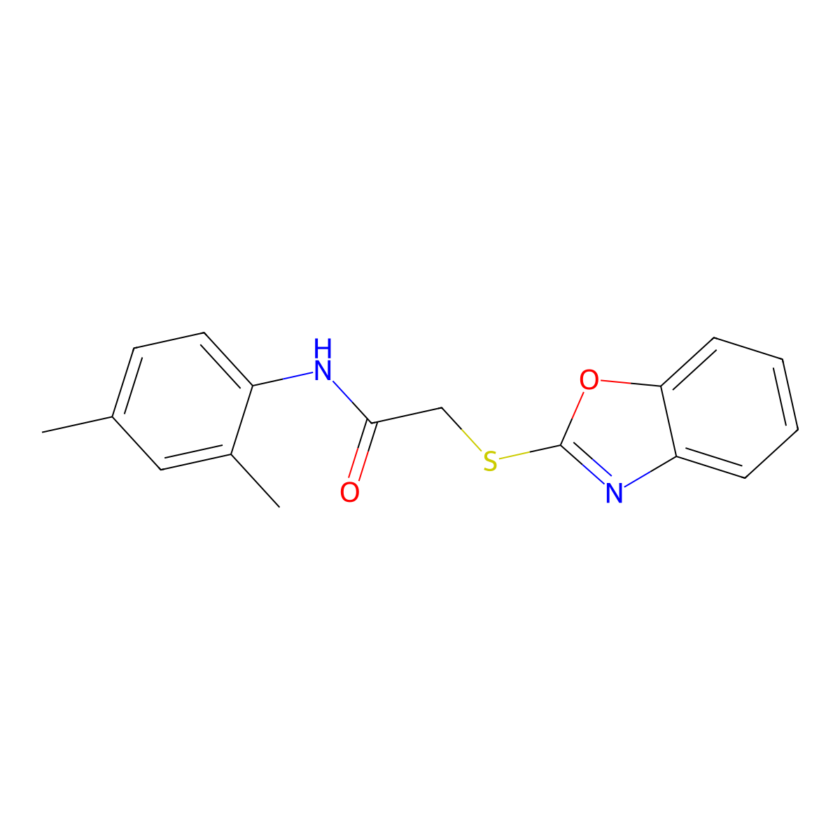 2-(1,3-benzoxazol-2-ylsulfanyl)-N-(2,4-dimethylphenyl)acetamide molecular structure, CAS 337485-04-8
