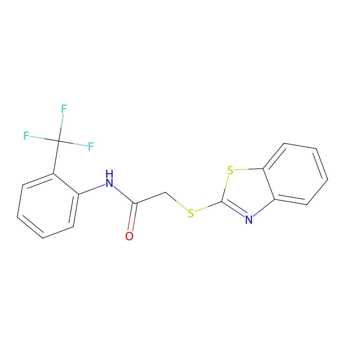 2-(1,3-benzothiazol-2-ylsulfanyl)-N-[2-(trifluoromethyl)phenyl]acetamide molecular structure, CAS 337485-07-1