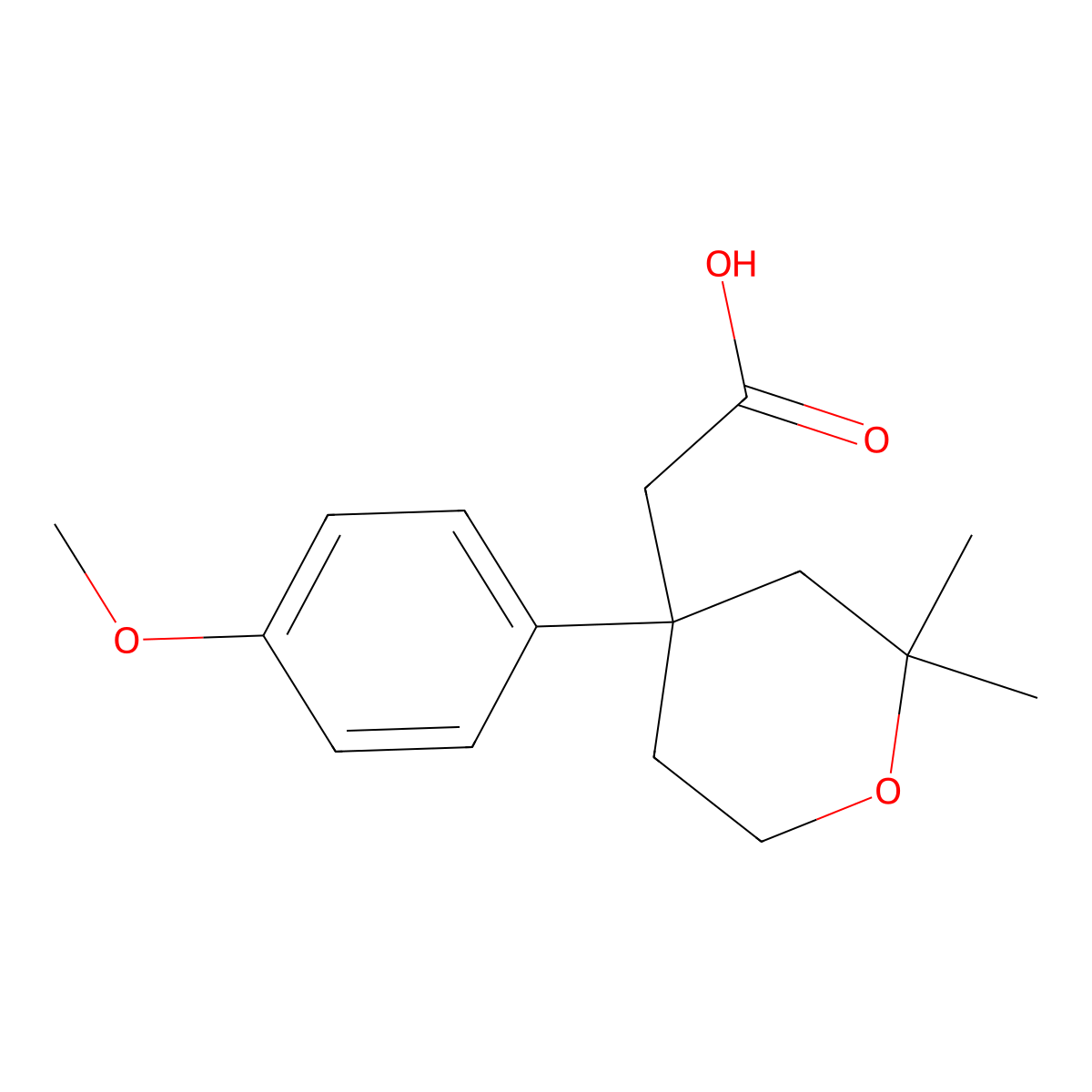 [4-(4-Methoxy-phenyl)-2,2-dimethyl-tetrahydro-pyran-4-yl]-acetic acid molecular structure, CAS 337486-10-9