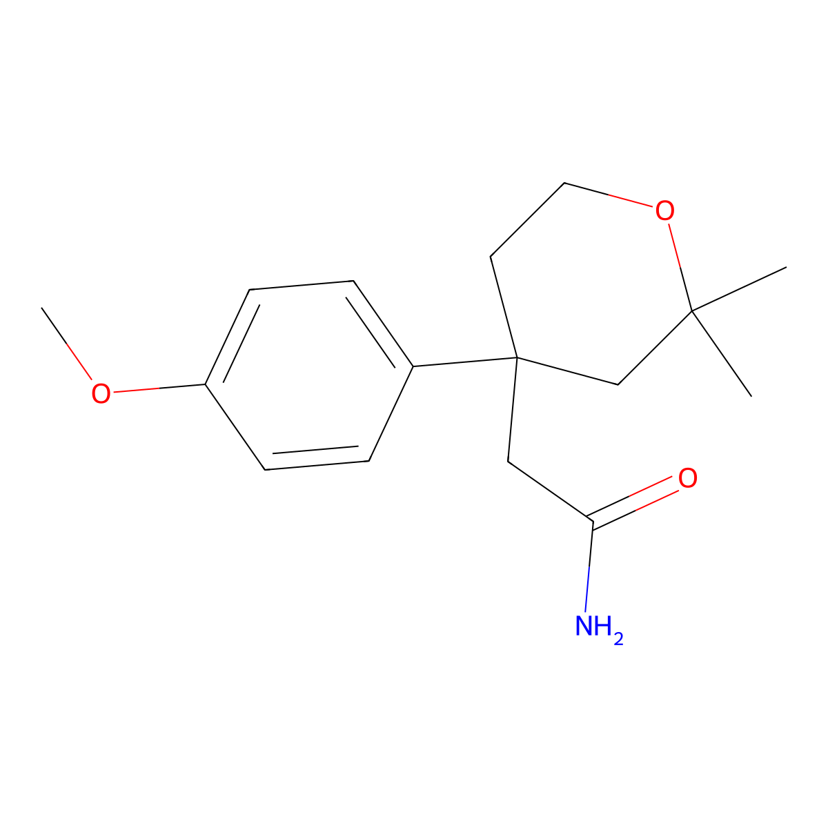 2-[4-(4-Methoxyphenyl)-2,2-dimethyloxan-4-yl]acetamide molecular structure, CAS 337486-13-2
