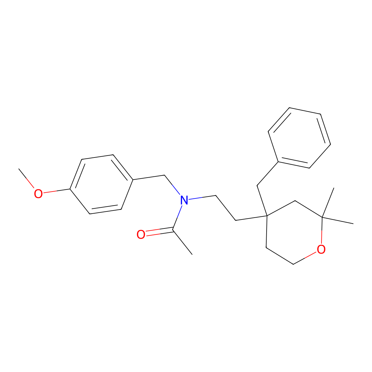 N-[2-(4-benzyl-2,2-dimethyloxan-4-yl)ethyl]-N-[(4-methoxyphenyl)methyl]acetamide molecular structure, CAS 337486-24-5