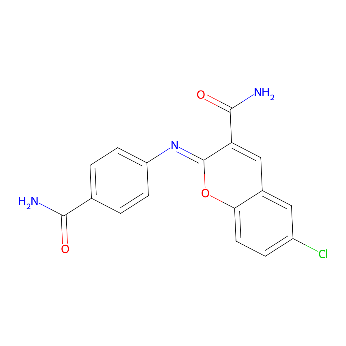 2-(4-Carbamoylphenyl)imino-6-chlorochromene-3-carboxamide molecular structure, CAS 337486-50-7