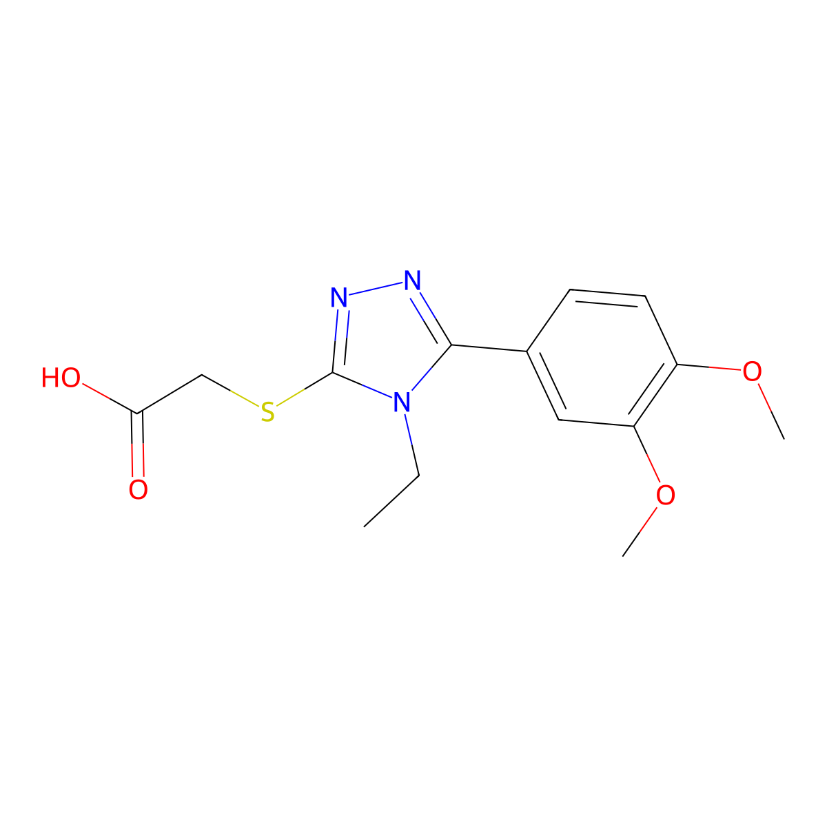 2-((5-(3,4-Dimethoxyphenyl)-4-ethyl-4H-1,2,4-triazol-3-yl)thio)acetic acid molecular structure, CAS 337487-21-5