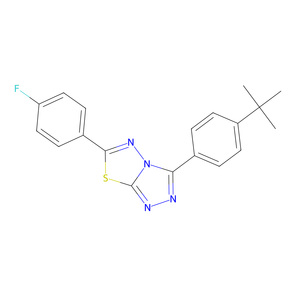 3-(4-Tert-butylphenyl)-6-(4-fluorophenyl)[1,2,4]triazolo[3,4-b][1,3,4]thiadiazole molecular structure, CAS 337487-36-2