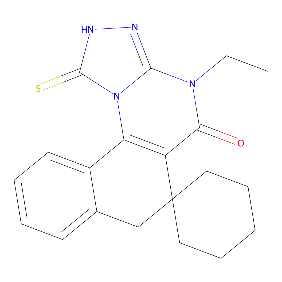 4-ethyl-1-mercapto-4H-spiro[benzo[h][1,2,4]triazolo[4,3-a]quinazoline-6,1'-cyclohexan]-5(7H)-one molecular structure, CAS 337488-01-4