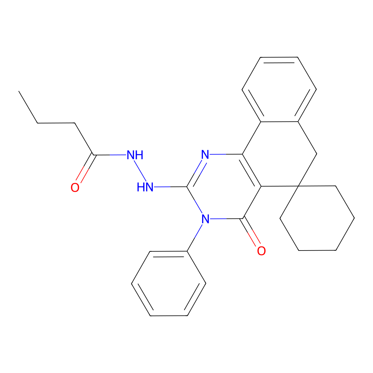 N'-(4-oxo-3-phenylspiro[6H-benzo[h]quinazoline-5,1'-cyclohexane]-2-yl)butanehydrazide molecular structure, CAS 337488-05-8
