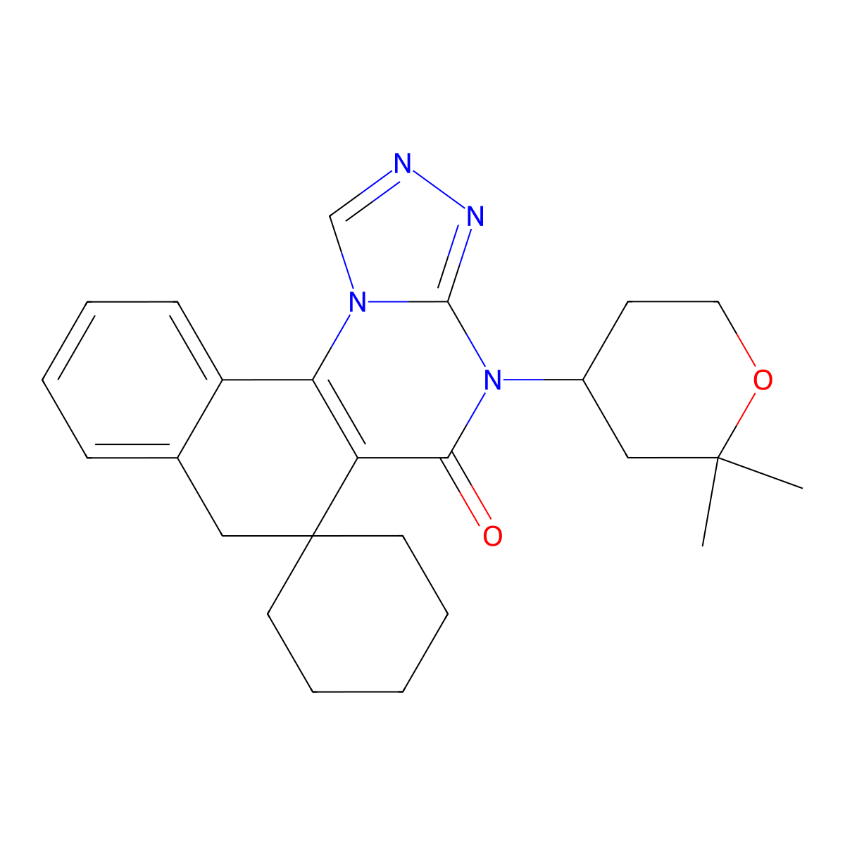 4-(2,2-dimethyltetrahydro-2H-pyran-4-yl)-4H-spiro[benzo[h][1,2,4]triazolo[4,3-a]quinazoline-6,1'-cyclohexan]-5(7H)-one molecular structure, CAS 337488-40-1