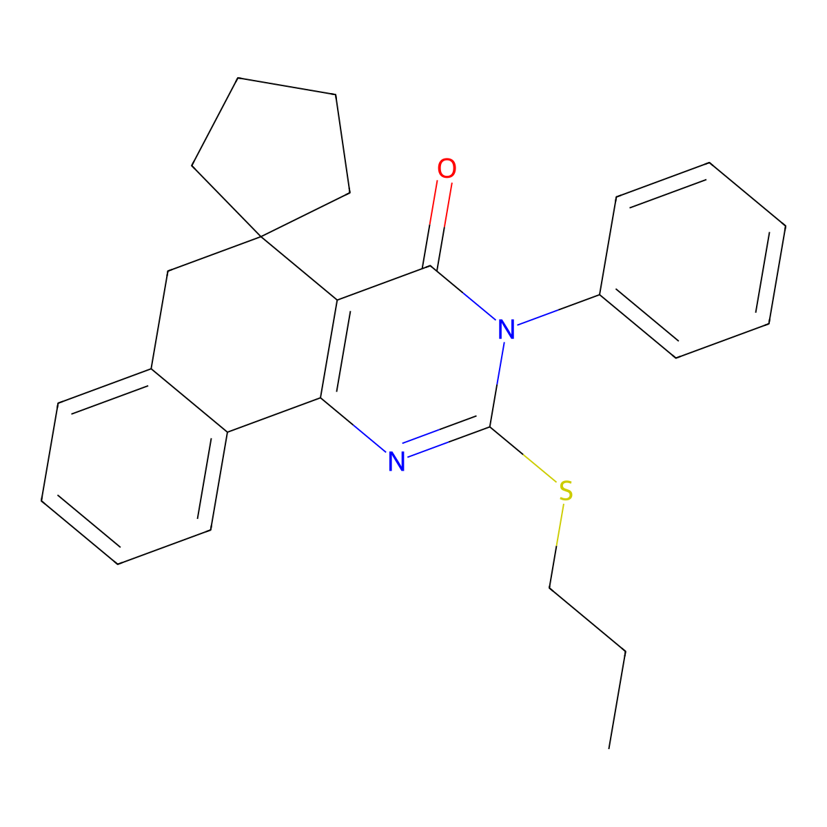 3-phenyl-2-(propylsulfanyl)-3H-spiro[benzo[h]quinazoline-5,1'-cyclopentan]-4(6H)-one molecular structure, CAS 337488-45-6