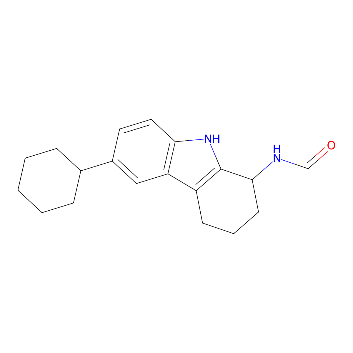 N-(6-cyclohexyl-2,3,4,9-tetrahydro-1H-carbazol-1-yl)formamide molecular structure, CAS 337488-76-3