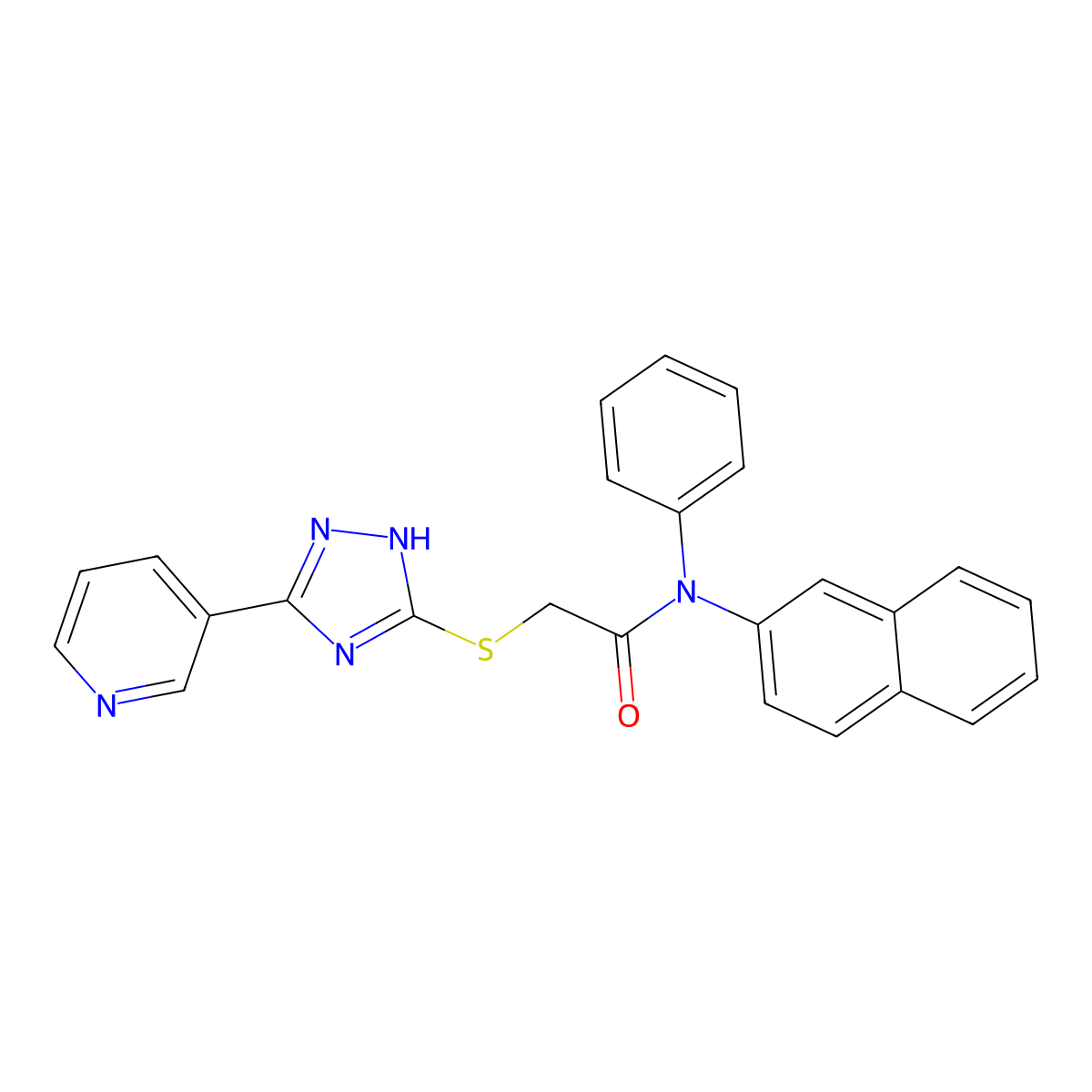 N-(Naphthalen-2-yl)-N-phenyl-2-((3-(pyridin-3-yl)-1H-1,2,4-triazol-5-yl)thio)acetamide molecular structure, CAS 337488-81-0