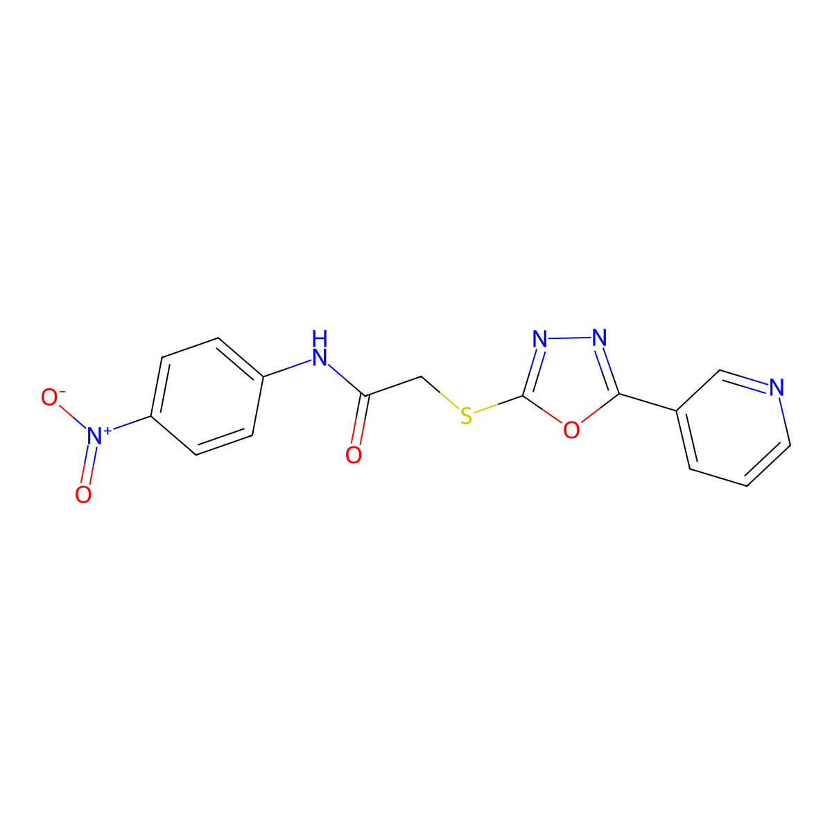 N-(4-nitrophenyl)-2-[(5-pyridin-3-yl-1,3,4-oxadiazol-2-yl)sulfanyl]acetamide molecular structure, CAS 337488-85-4