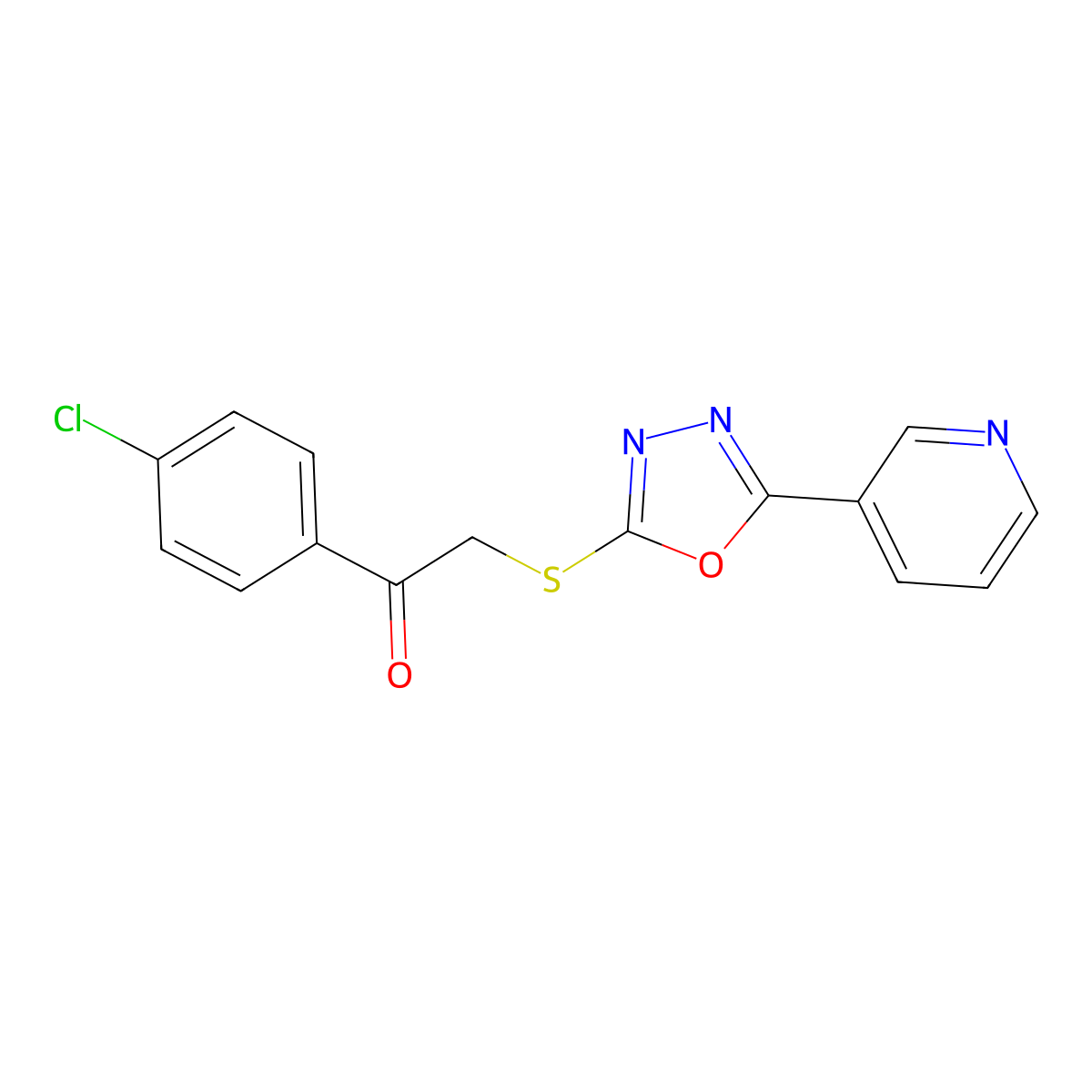 1-(4-Chlorophenyl)-2-[(5-pyridin-3-yl-1,3,4-oxadiazol-2-yl)sulfanyl]ethanone molecular structure, CAS 337488-89-8