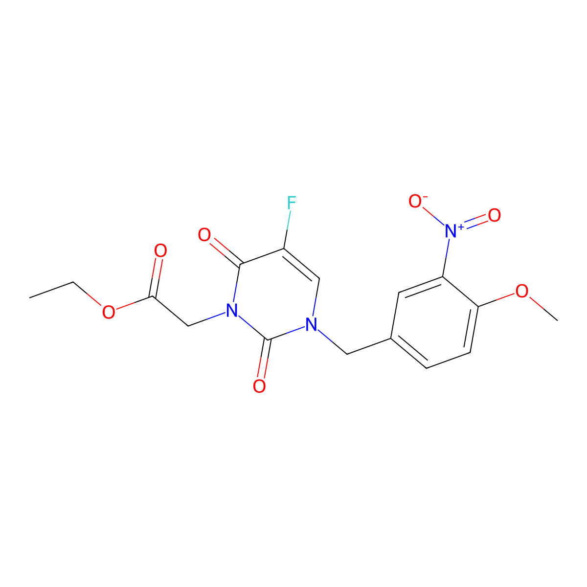 ethyl (5-fluoro-3-{3-nitro-4-methoxybenzyl}-2,6-dioxo-3,6-dihydro-1(2H)-pyrimidinyl)acetate molecular structure, CAS 337488-94-5