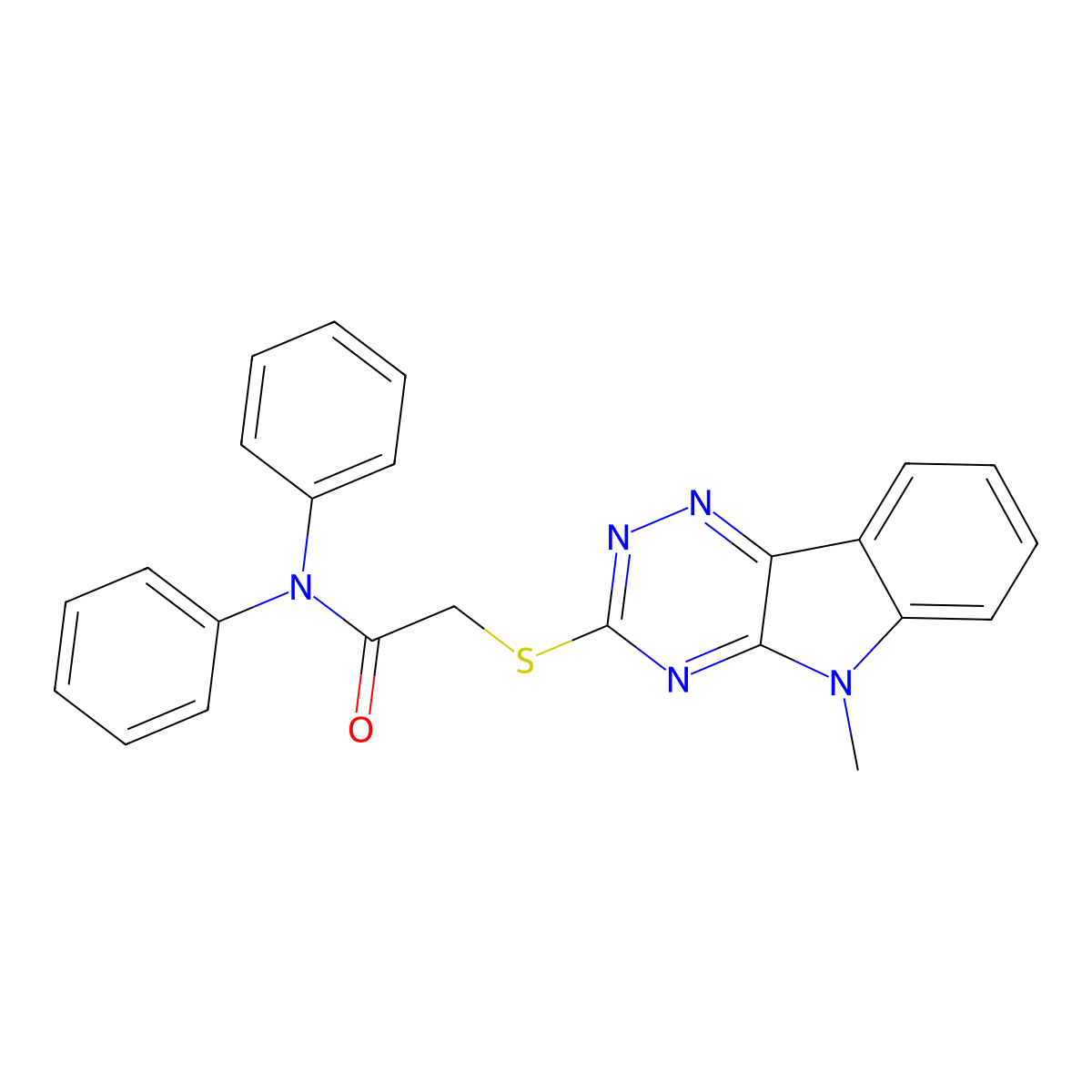 2-[(5-methyl-[1,2,4]triazino[5,6-b]indol-3-yl)sulfanyl]-N,N-diphenylacetamide molecular structure, CAS 337489-44-8