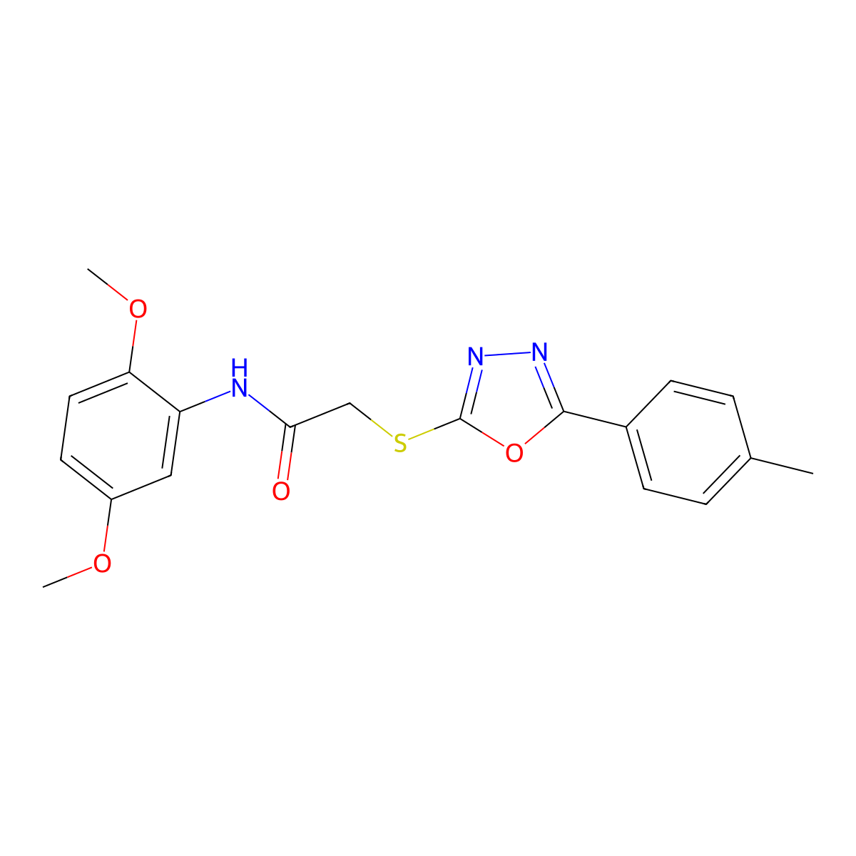 N-(2,5-dimethoxyphenyl)-2-{[5-(4-methylphenyl)-1,3,4-oxadiazol-2-yl]sulfanyl}acetamide molecular structure, CAS 337489-47-1