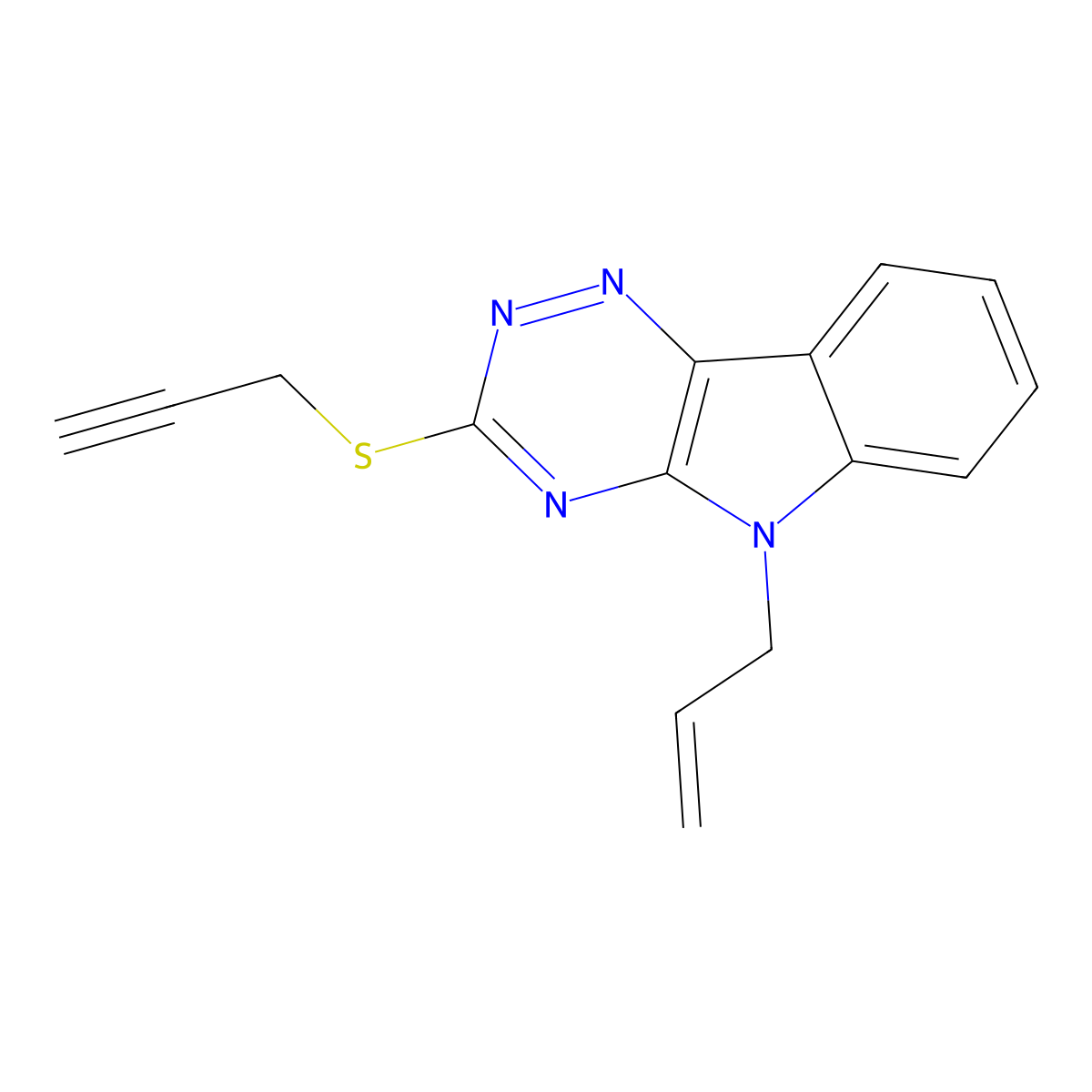 5-Prop-2-enyl-3-prop-2-ynylsulfanyl-[1,2,4]triazino[5,6-b]indole molecular structure, CAS 337489-50-6