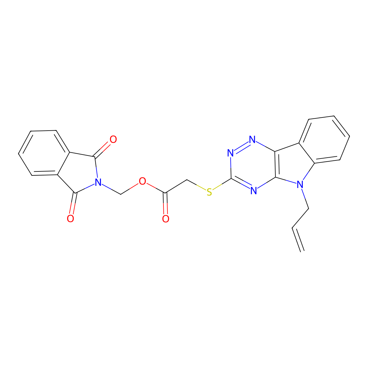 (9-Allyl-9H-1,3,4,9-tetraaza-fluoren-2-ylsulfanyl)-acetic acid 1,3-dioxo-1,3-dihydro-isoindol-2-ylmethyl ester molecular structure, CAS 337489-54-0