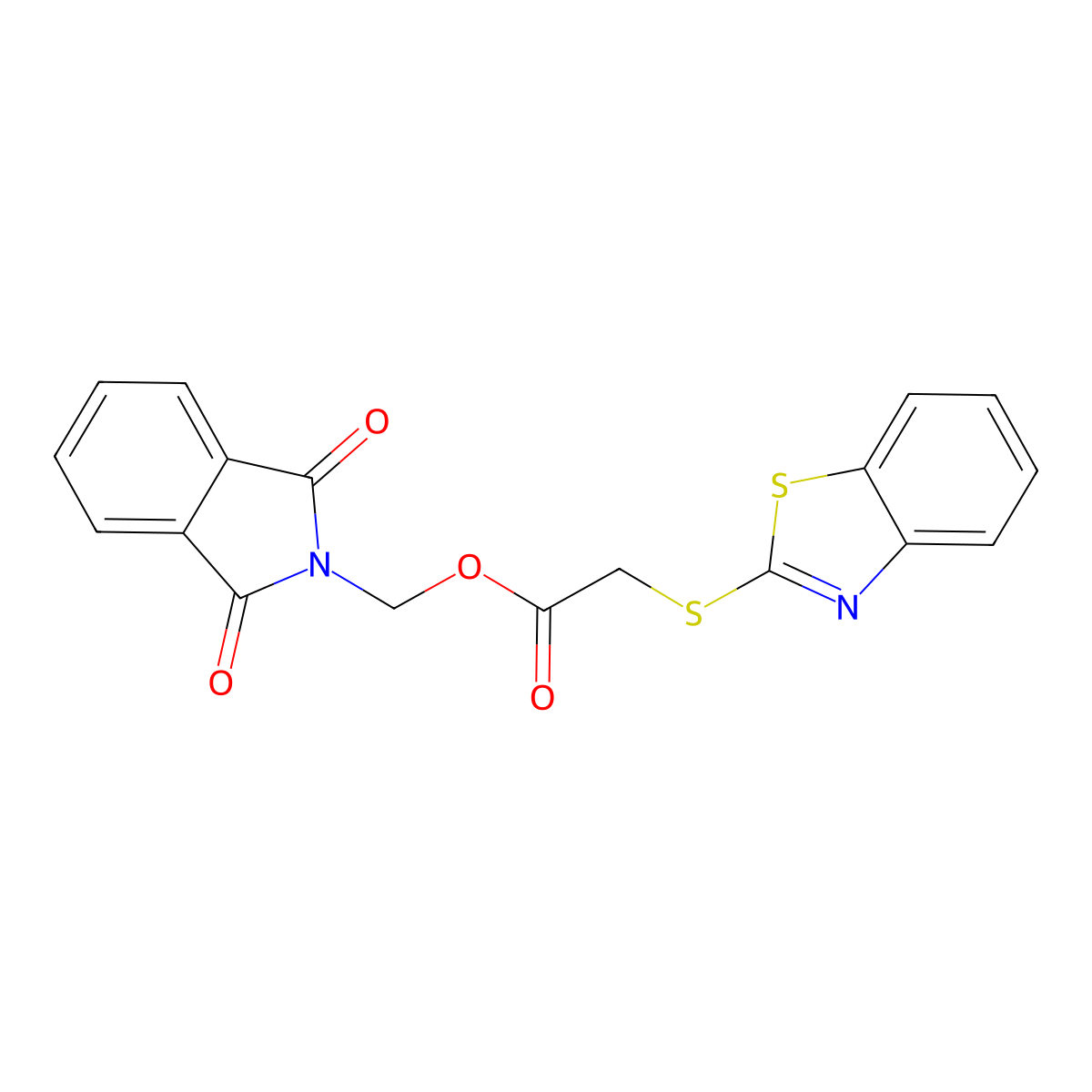 (1,3-dioxo-1,3-dihydro-2H-isoindol-2-yl)methyl (1,3-benzothiazol-2-ylsulfanyl)acetate molecular structure, CAS 337489-57-3