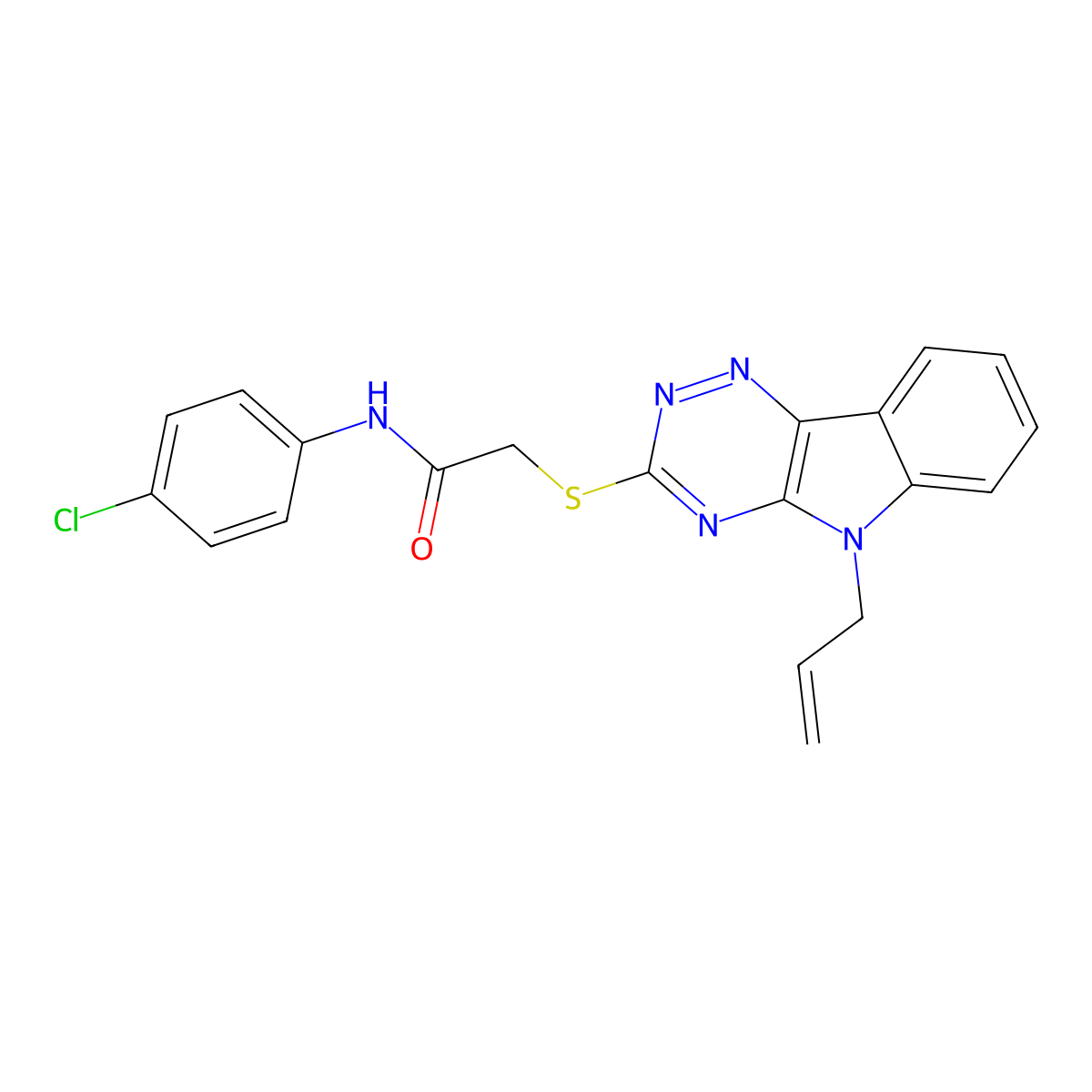 N-(4-chlorophenyl)-2-[(5-prop-2-enyl-[1,2,4]triazino[5,6-b]indol-3-yl)sulfanyl]acetamide molecular structure, CAS 337489-59-5