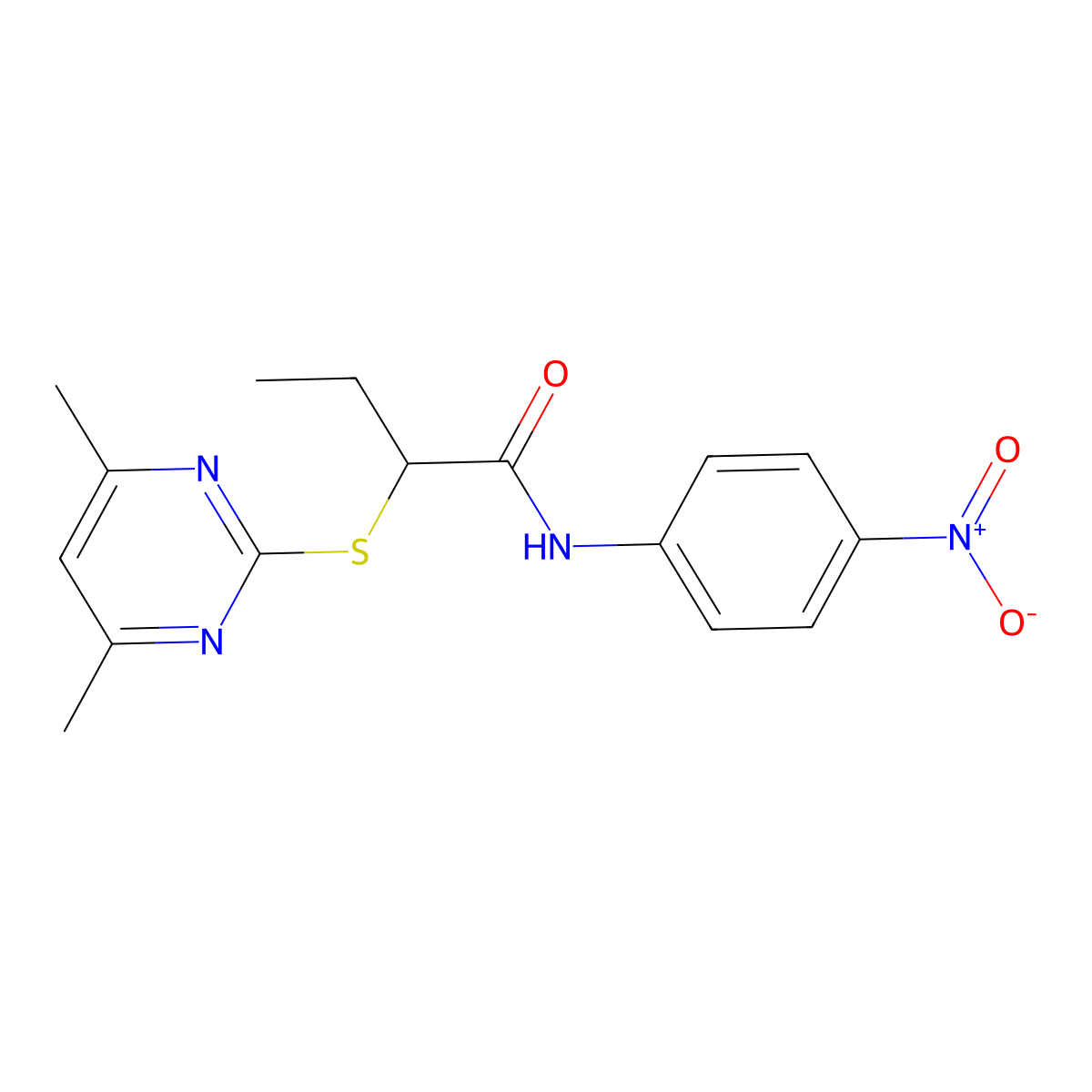 2-(4,6-dimethylpyrimidin-2-yl)sulfanyl-N-(4-nitrophenyl)butanamide molecular structure, CAS 337489-70-0