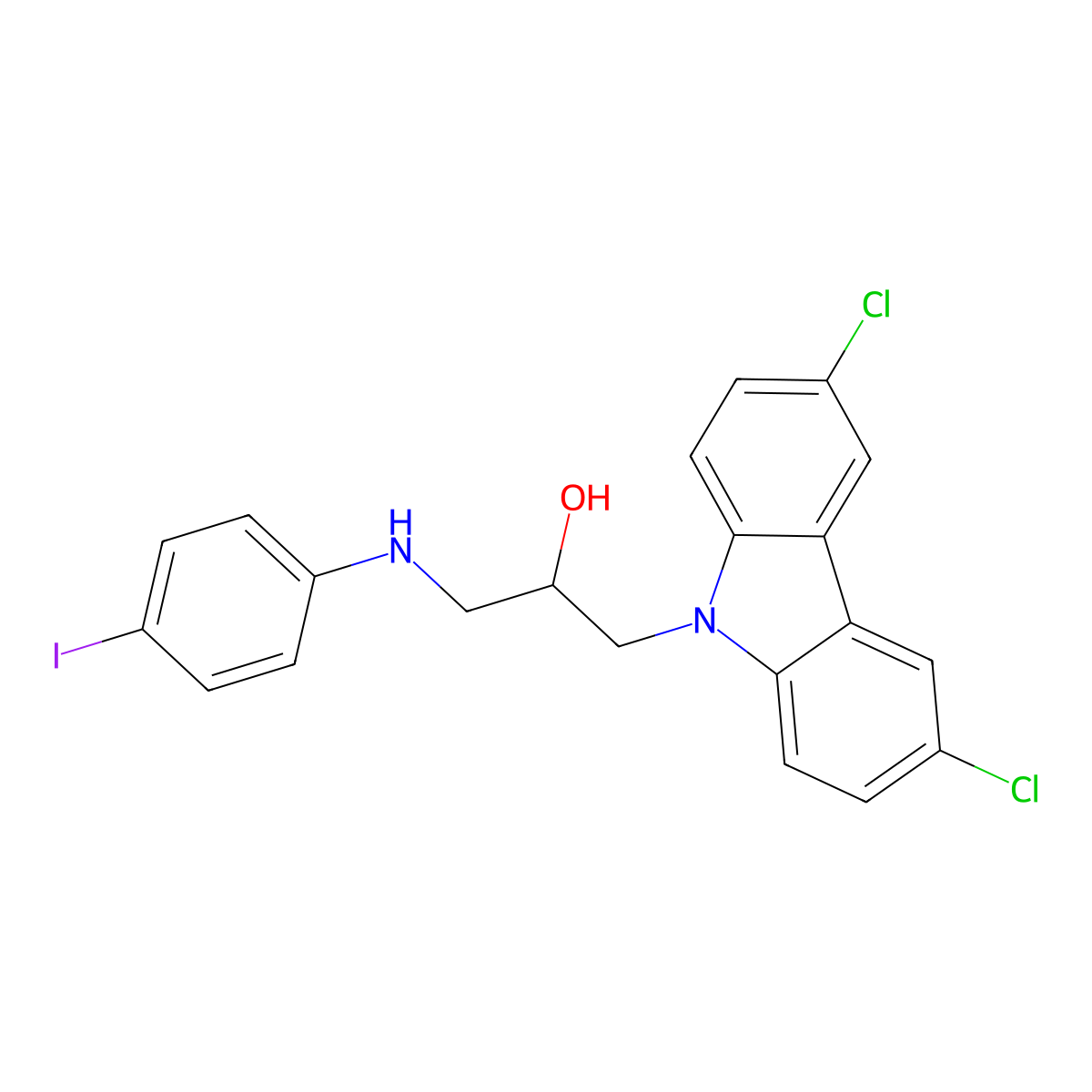 1-(3,6-Dichloro-carbazol-9-yl)-3-(4-iodo-phenylamino)-propan-2-ol molecular structure, CAS 337489-92-6