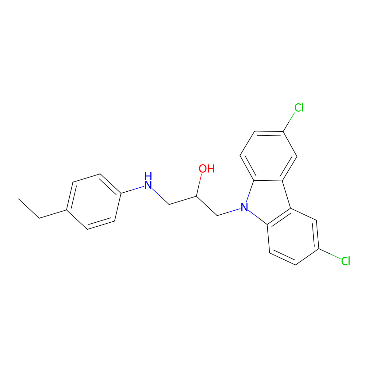 1-(3,6-Dichloro-carbazol-9-yl)-3-(4-ethyl-phenylamino)-propan-2-ol molecular structure, CAS 337489-97-1