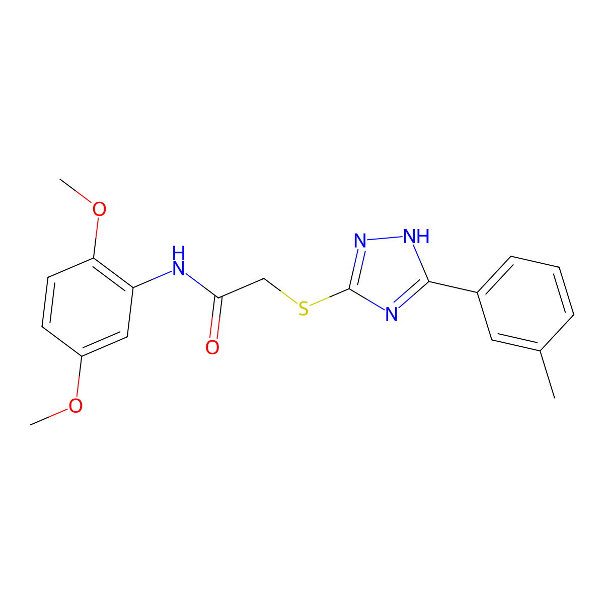N-(2,5-Dimethoxyphenyl)-2-((3-(m-tolyl)-1H-1,2,4-triazol-5-yl)thio)acetamide molecular structure, CAS 337490-59-2