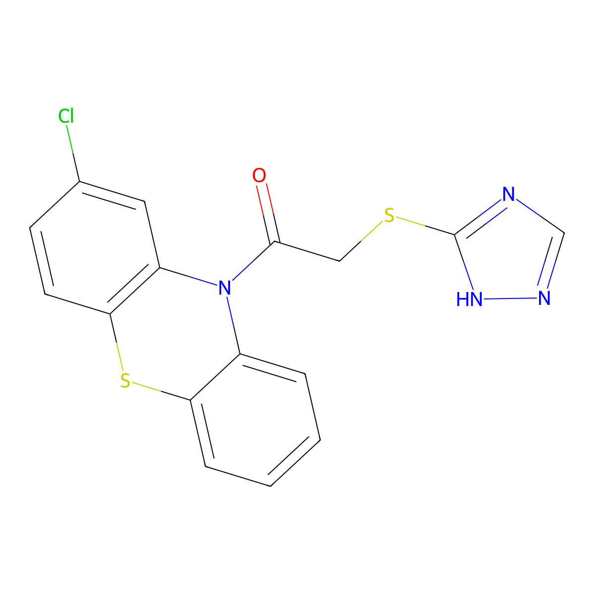 1-(2-chloro-10H-phenothiazin-10-yl)-2-(4H-1,2,4-triazol-3-ylsulfanyl)ethanone molecular structure, CAS 337491-27-7