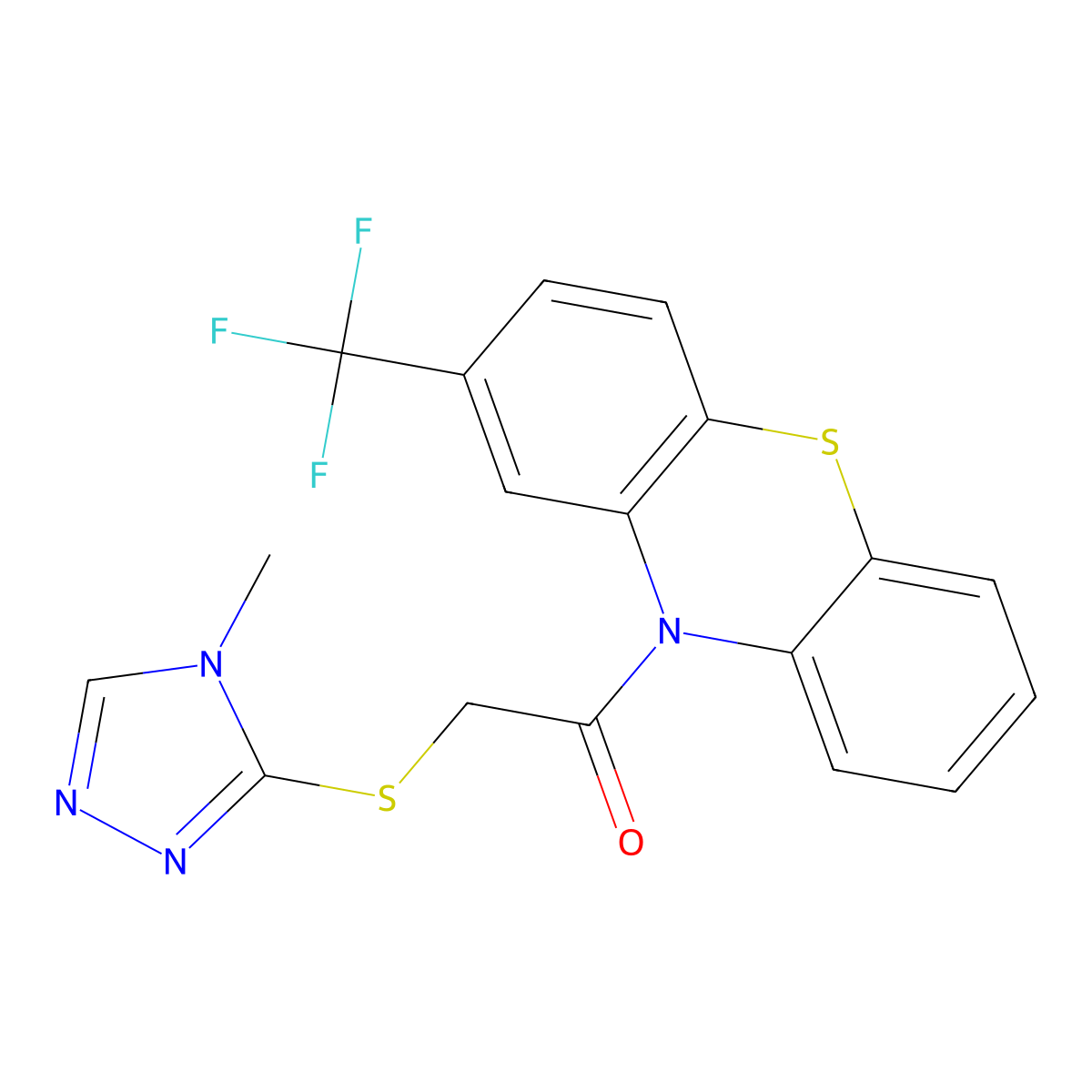 2-[(4-methyl-4H-1,2,4-triazol-3-yl)sulfanyl]-1-[2-(trifluoromethyl)-10H-phenothiazin-10-yl]ethanone molecular structure, CAS 337493-87-5