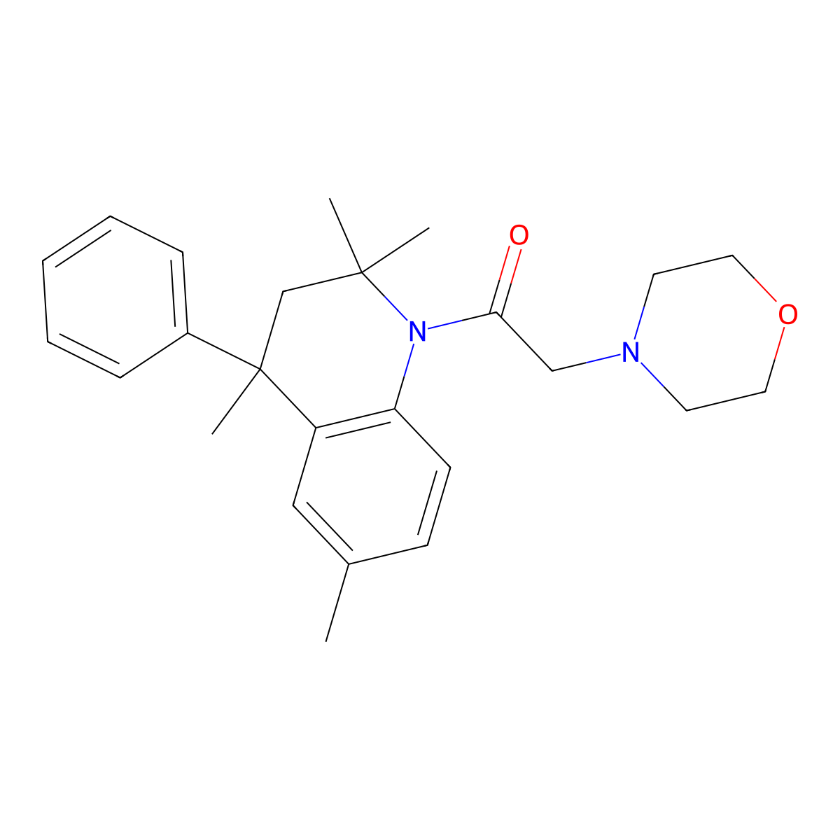 2-(morpholin-4-yl)-1-(2,2,4,6-tetramethyl-4-phenyl-3,4-dihydroquinolin-1(2H)-yl)ethanone molecular structure, CAS 337493-96-6