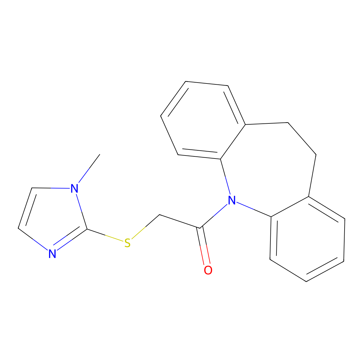 1-(5,6-Dihydrobenzo[b][1]benzazepin-11-yl)-2-(1-methylimidazol-2-yl)sulfanylethanone molecular structure, CAS 337493-99-9