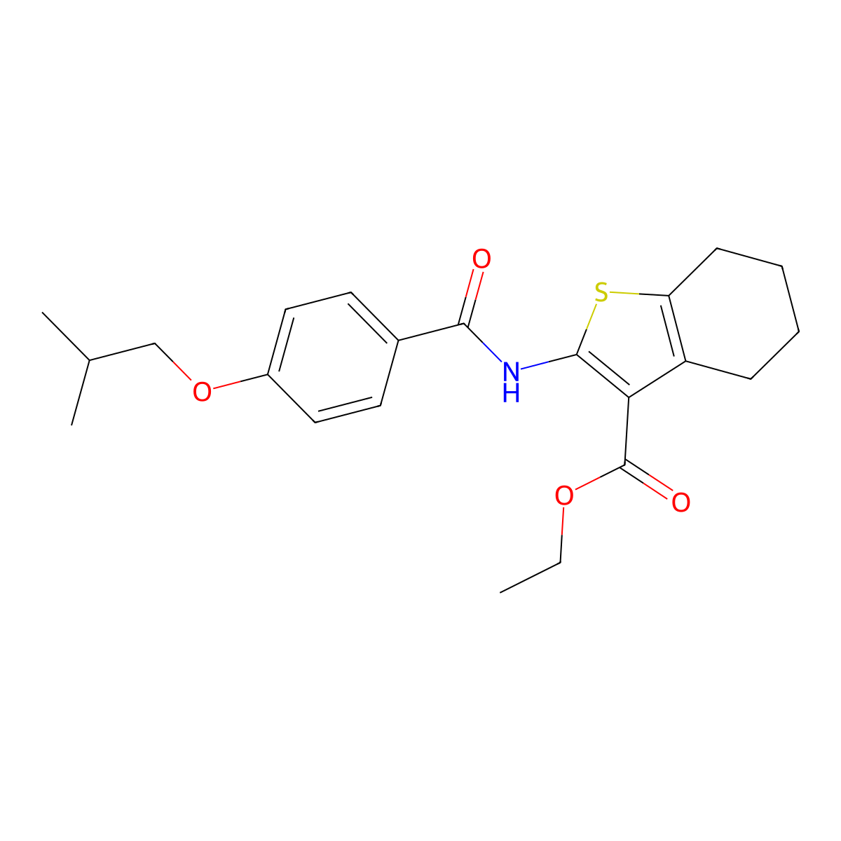 Ethyl 2-[(4-isobutoxybenzoyl)amino]-4,5,6,7-tetrahydro-1-benzothiophene-3-carboxylate molecular structure, CAS 337494-00-5