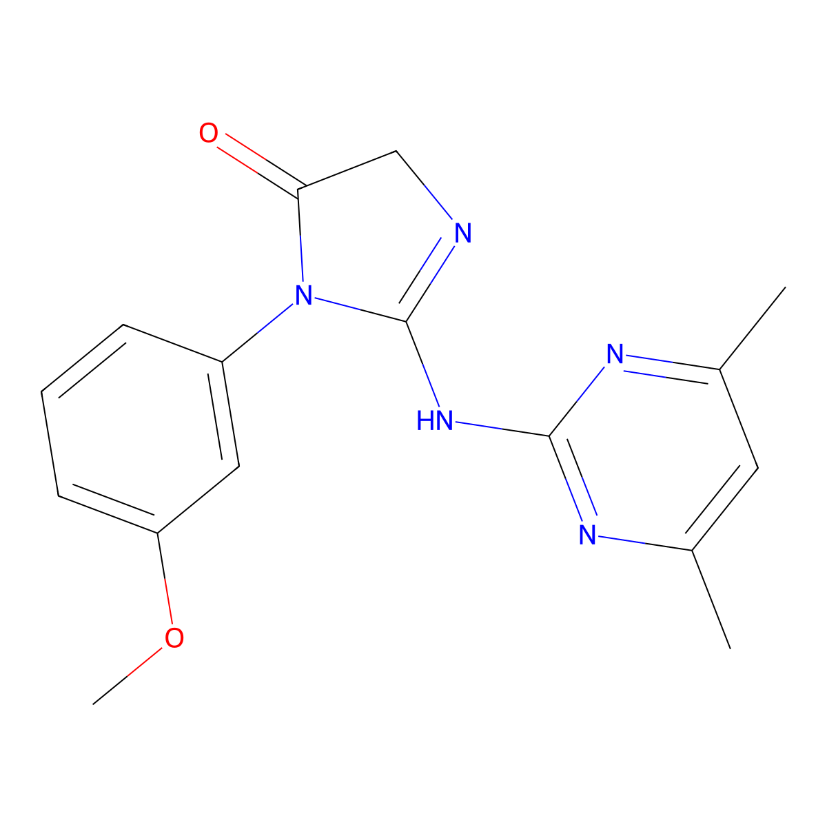 2-[(4,6-dimethylpyrimidin-2-yl)amino]-3-(3-methoxyphenyl)-3,5-dihydro-4H-imidazol-4-one molecular structure, CAS 337494-13-0