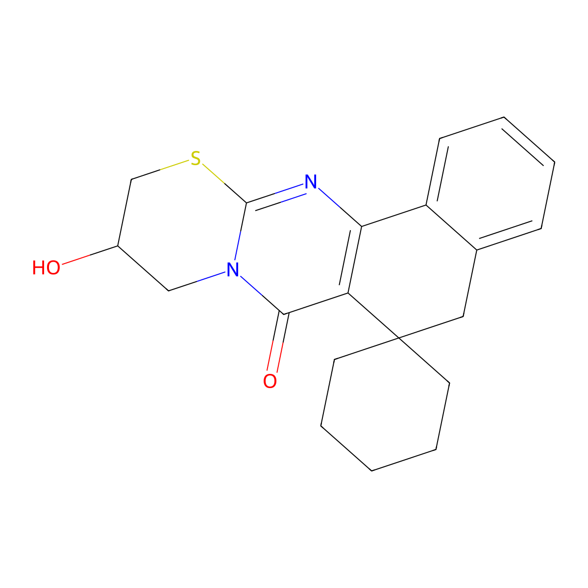 10-hydroxy-10,11-dihydro-5H-spiro[benzo[h][1,3]thiazino[2,3-b]quinazoline-6,1'-cyclohexan]-7(9H)-one molecular structure, CAS 337494-65-2