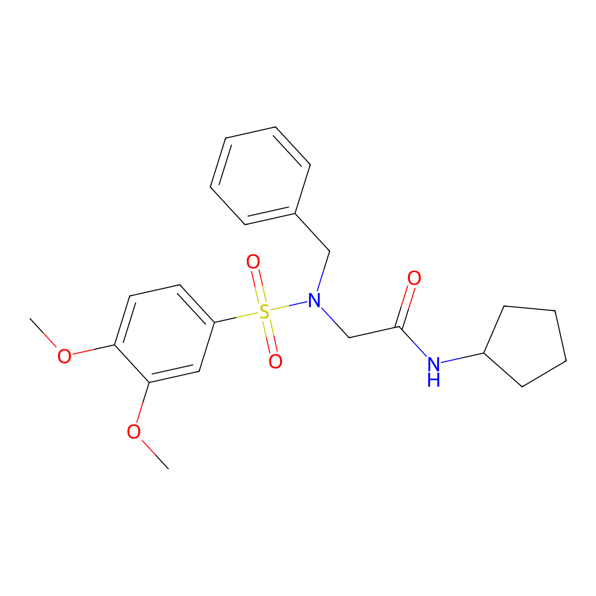 2-[benzyl-(3,4-dimethoxyphenyl)sulfonylamino]-N-cyclopentylacetamide molecular structure, CAS 337495-06-4