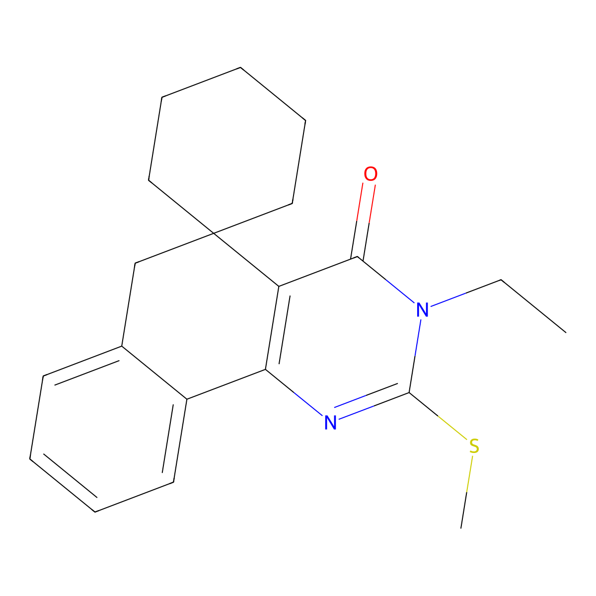 3-ethyl-2-methylsulfanylspiro[6H-benzo[h]quinazoline-5,1'-cyclohexane]-4-one molecular structure, CAS 337495-07-5
