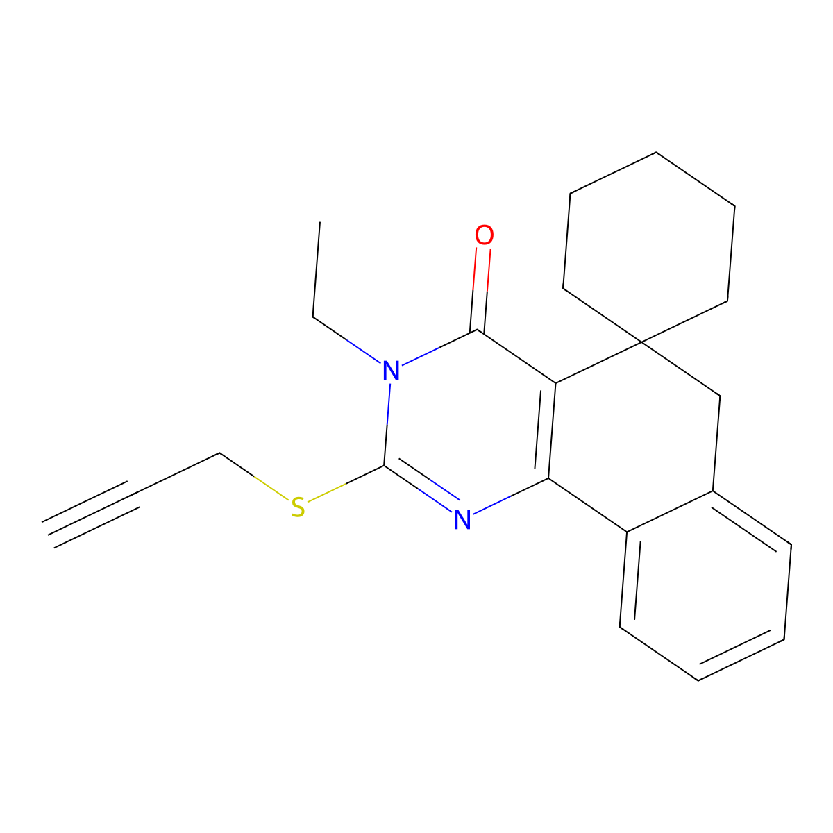 3-ethyl-2-prop-2-ynylsulfanylspiro[6H-benzo[h]quinazoline-5,1'-cyclohexane]-4-one molecular structure, CAS 337495-16-6