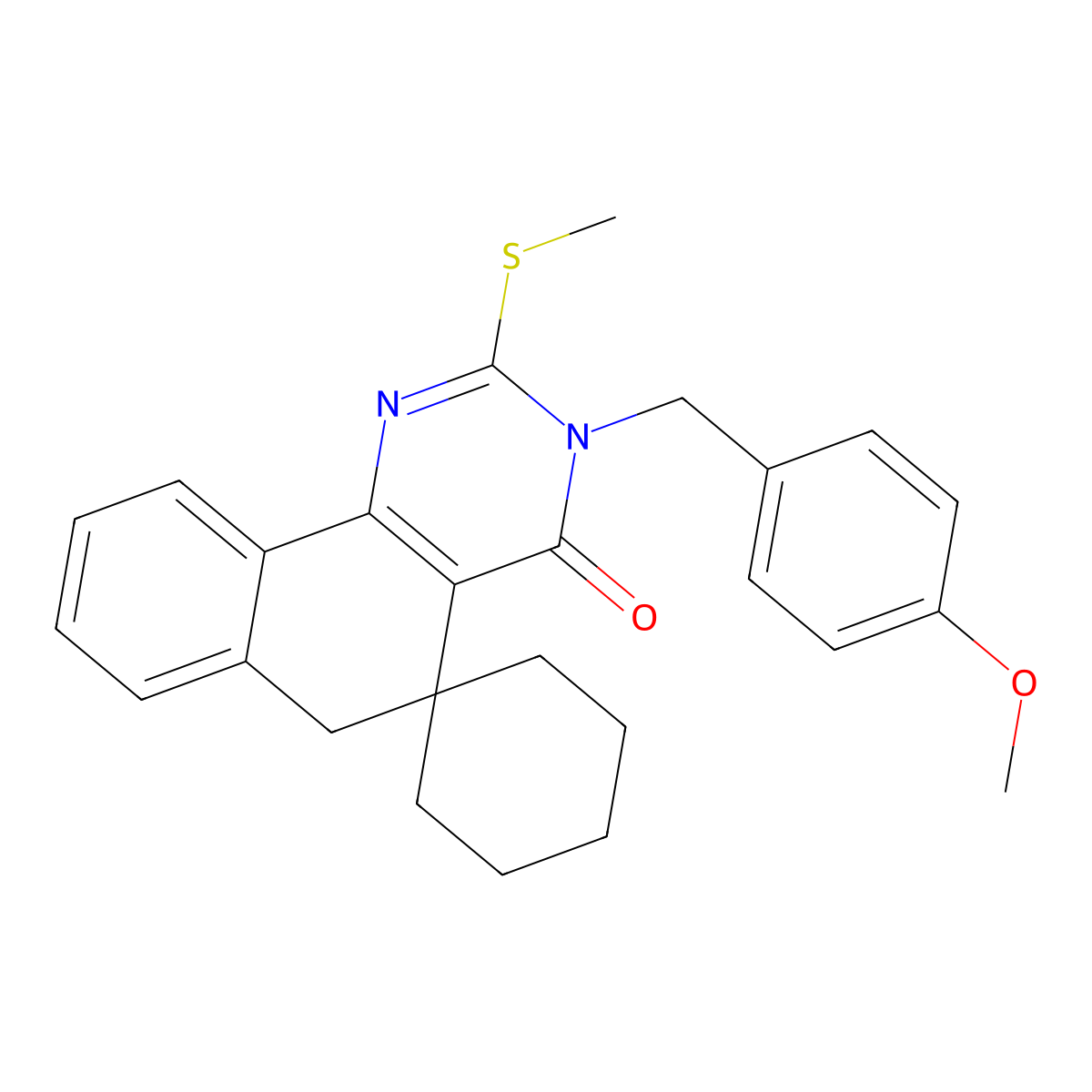3-(4-methoxybenzyl)-2-(methylsulfanyl)-3H-spiro[benzo[h]quinazoline-5,1'-cyclohexan]-4(6H)-one molecular structure, CAS 337495-43-9