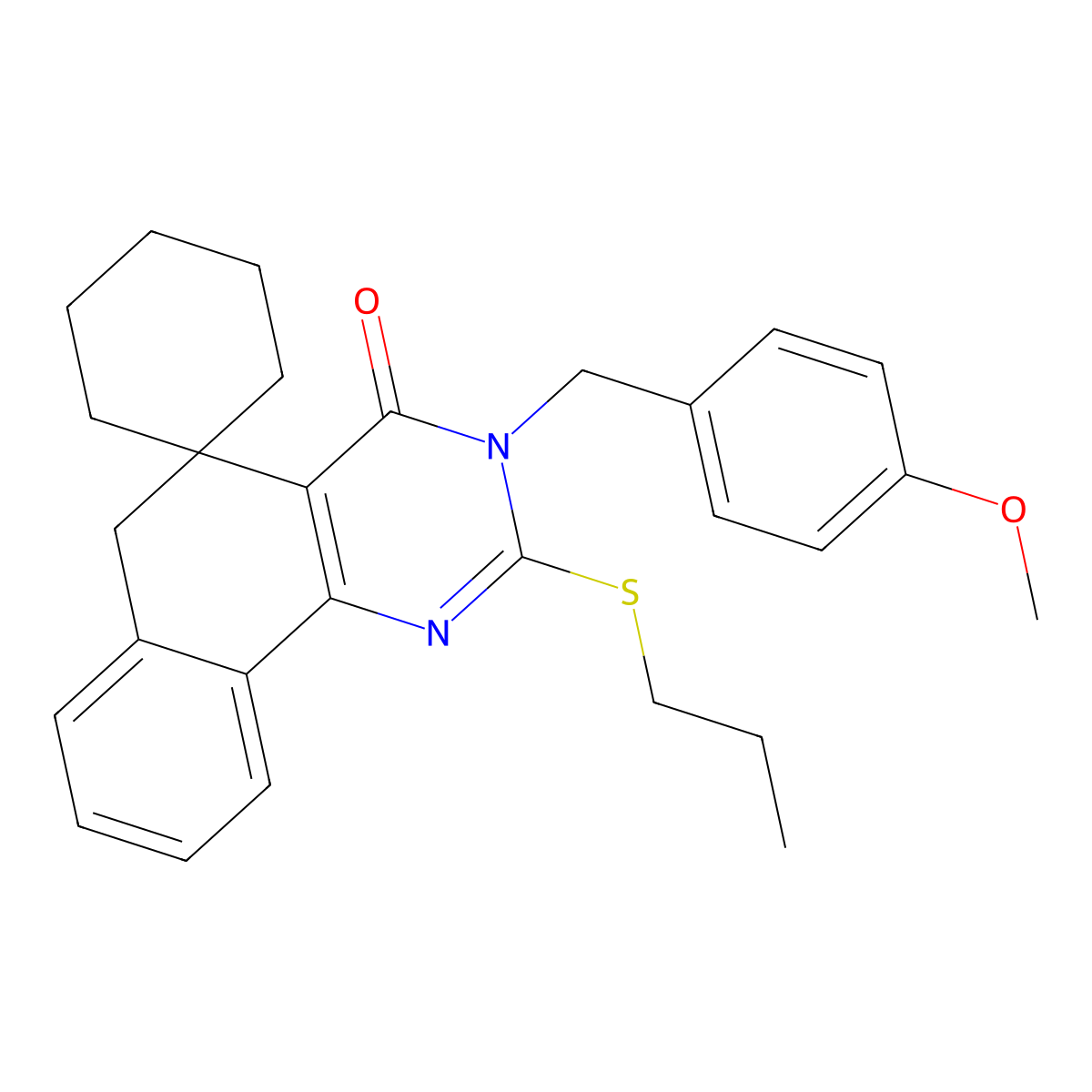 3-[(4-methoxyphenyl)methyl]-2-propylsulfanylspiro[6H-benzo[h]quinazoline-5,1'-cyclohexane]-4-one molecular structure, CAS 337495-46-2