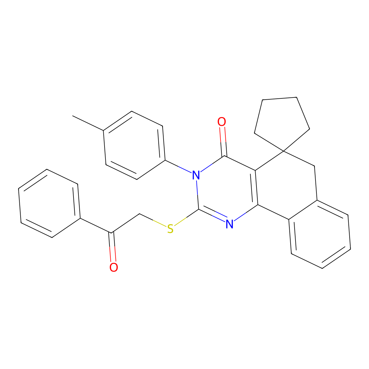 3-(4-methylphenyl)-2-phenacylsulfanylspiro[6H-benzo[h]quinazoline-5,1'-cyclopentane]-4-one molecular structure, CAS 337495-81-5