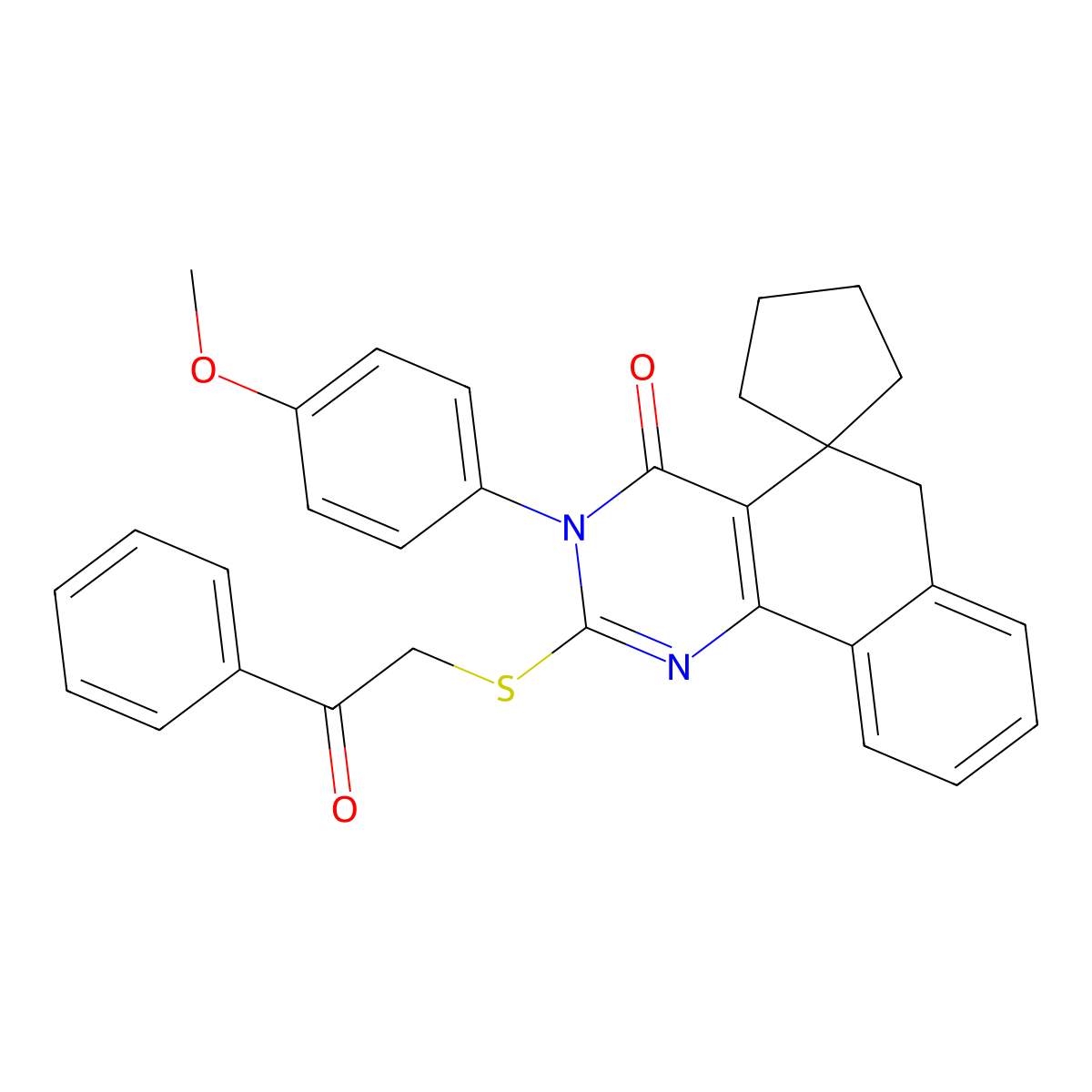 3-(4-methoxyphenyl)-2-phenacylsulfanylspiro[6H-benzo[h]quinazoline-5,1'-cyclopentane]-4-one molecular structure, CAS 337495-83-7