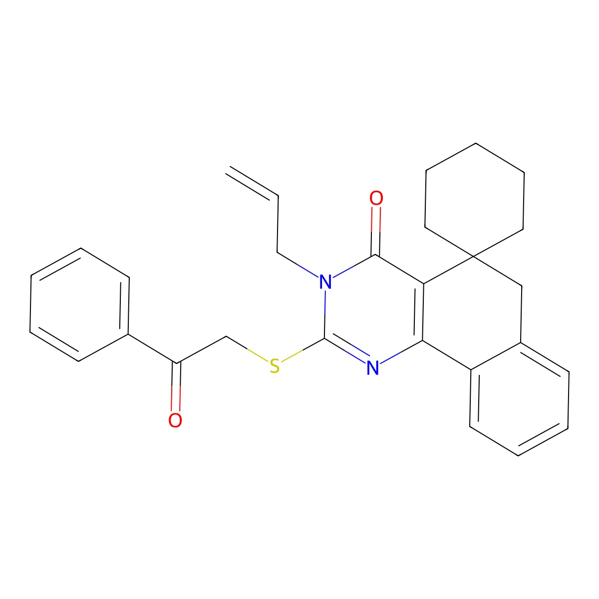 2-phenacylsulfanyl-3-prop-2-enylspiro[6H-benzo[h]quinazoline-5,1'-cyclohexane]-4-one molecular structure, CAS 337495-92-8