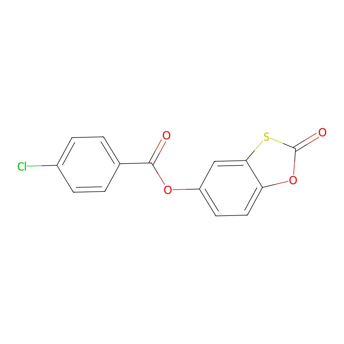 2-Oxobenzo[d][1,3]oxathiol-5-yl 4-chlorobenzoate molecular structure, CAS 337496-09-0