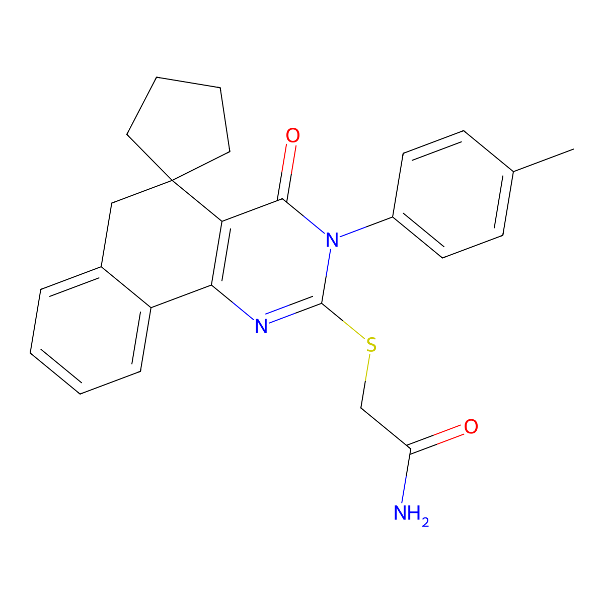 2-[3-(4-methylphenyl)-4-oxospiro[6H-benzo[h]quinazoline-5,1'-cyclopentane]-2-yl]sulfanylacetamide molecular structure, CAS 337496-18-1