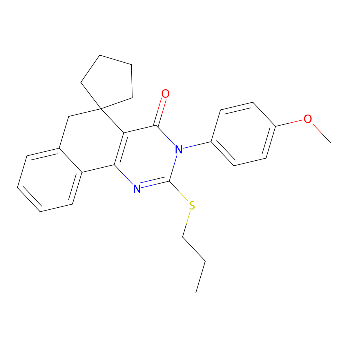 3-(4-methoxyphenyl)-2-propylsulfanylspiro[6H-benzo[h]quinazoline-5,1'-cyclopentane]-4-one molecular structure, CAS 337496-23-8