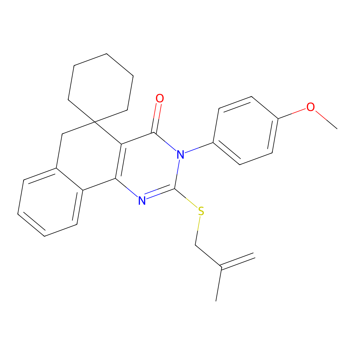 3-(4-methoxyphenyl)-2-[(2-methylprop-2-en-1-yl)sulfanyl]-3H-spiro[benzo[h]quinazoline-5,1'-cyclohexan]-4(6H)-one molecular structure, CAS 337496-37-4