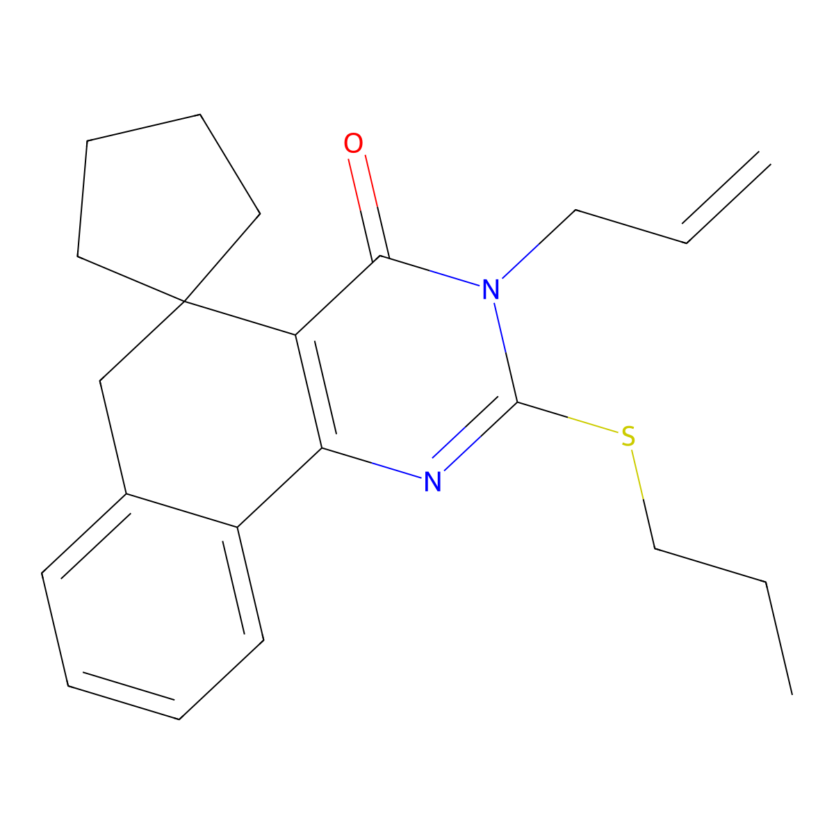 3-(prop-2-en-1-yl)-2-(propylsulfanyl)-3H-spiro[benzo[h]quinazoline-5,1'-cyclopentan]-4(6H)-one molecular structure, CAS 337496-43-2