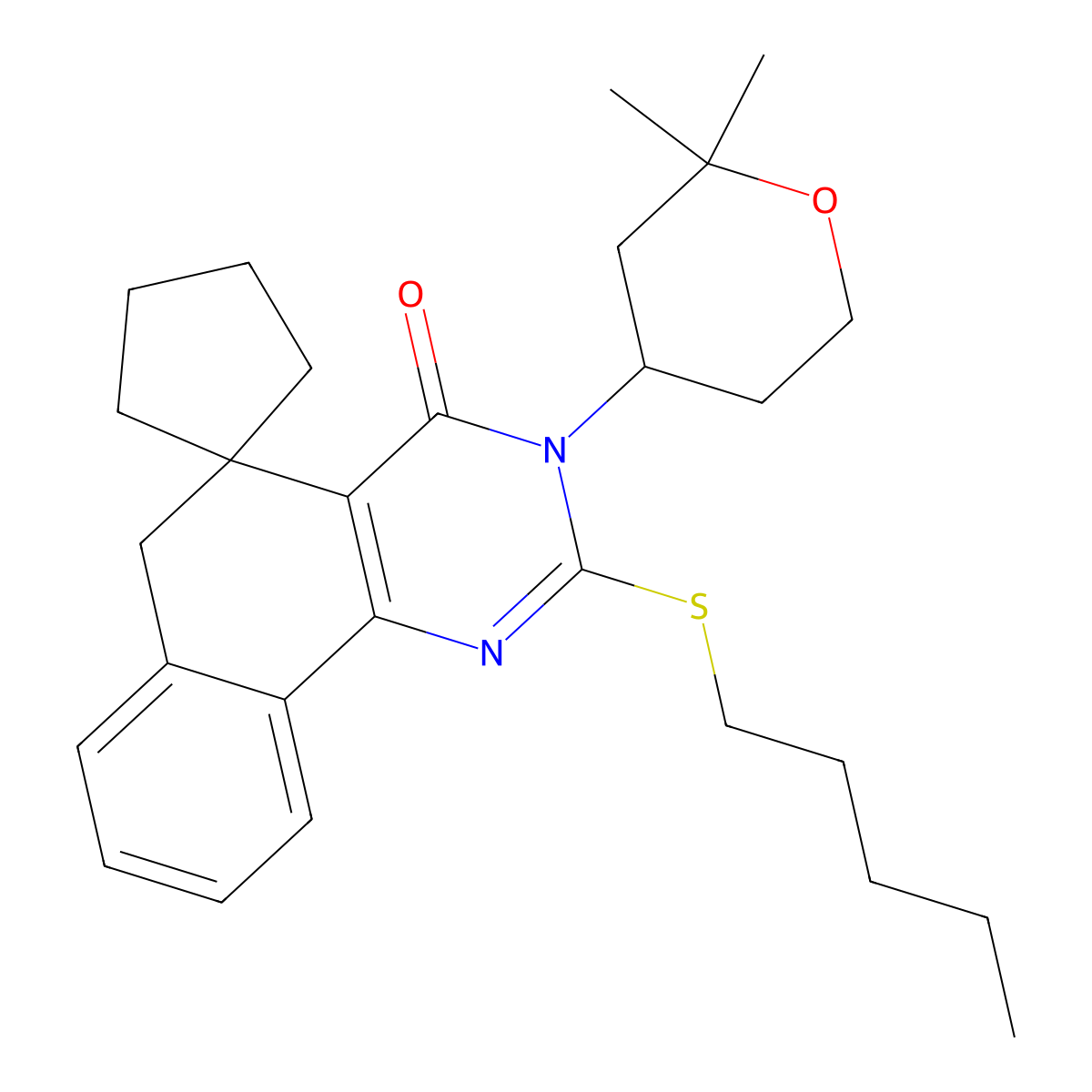 3-(2,2-dimethyltetrahydro-2H-pyran-4-yl)-2-(pentylsulfanyl)-3H-spiro[benzo[h]quinazoline-5,1'-cyclopentan]-4(6H)-one molecular structure, CAS 337496-45-4